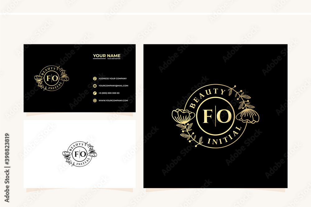 initial FO letters hand drawn feminine and floral botanical logo ...