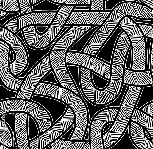 Abstract geometric pattern White contour Seamless doodle Sketch