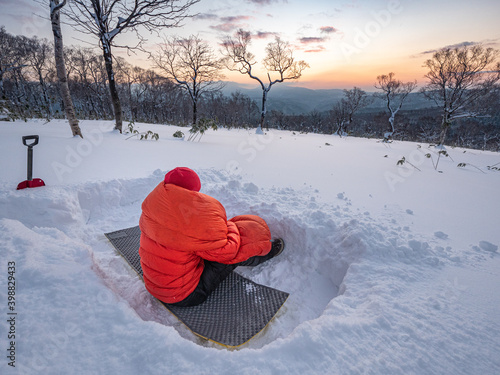 sleepingbag snow winter hiking photo