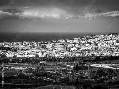 Amazing view over Mosta and Valletta from Mdina © 4kclips