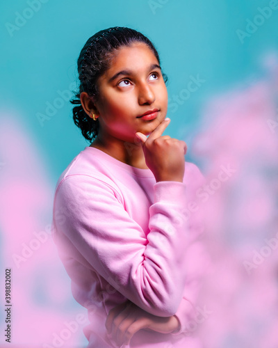 Looking up-Portrait of beautiful Teenage Girl