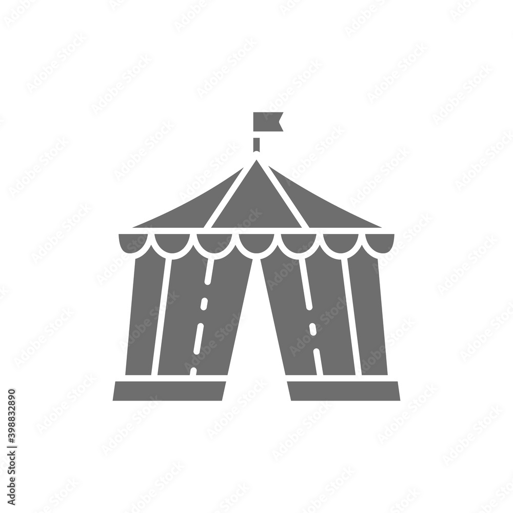 Vector circus tent, amusement park grey icon. Vector circus tent, amusement park grey icon.
