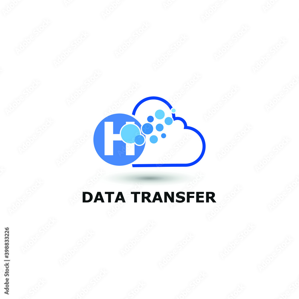 H Letter and cloud icon for data transfer, storage, big data, and technology logo concept H Letter and cloud icon for data transfer, storage, big data, and technology logo concept