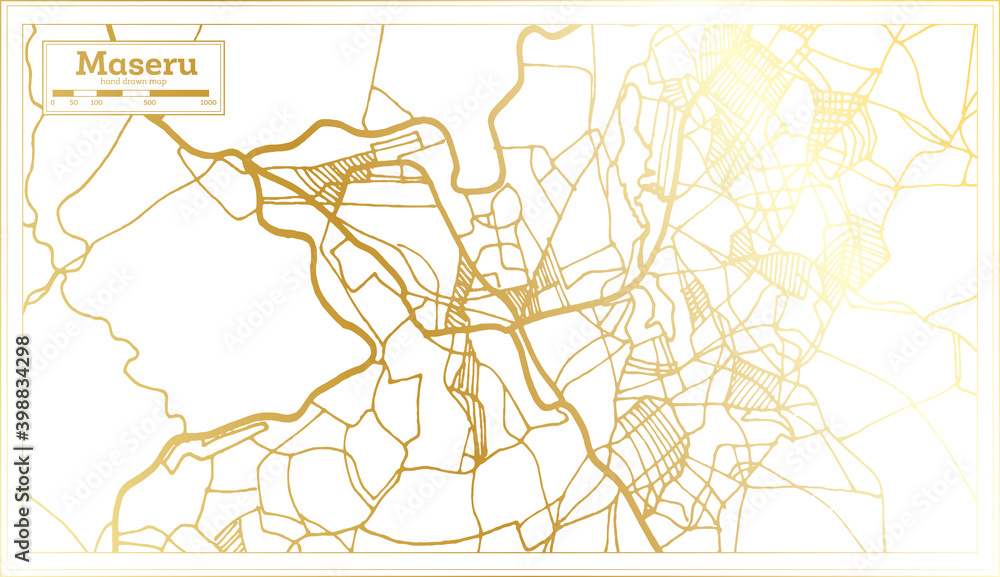 Maseru Lesotho City Map in Retro Style in Golden Color. Outline Map. Maseru Lesotho City Map in Retro Style in Golden Color. Outline Map.