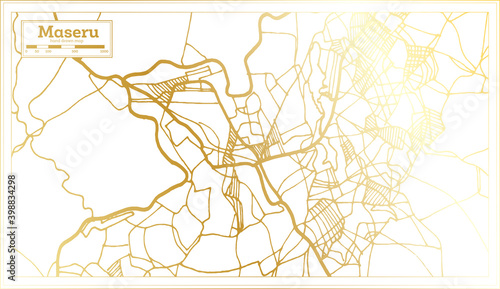 Maseru Lesotho City Map in Retro Style in Golden Color. Outline Map.