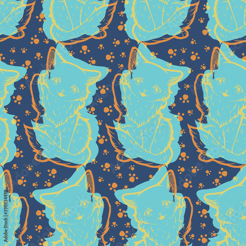 Cute Kitty Seamless Surface Pattern Design
 photo