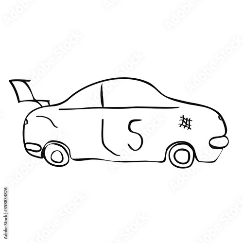 Children's sports old toy car doodle logo icon sign symbol emblem Hand drawn ink sketch Cartoon cute abstract style Fashion print clothes apparel greeting invitation card cover flyer poster banner
