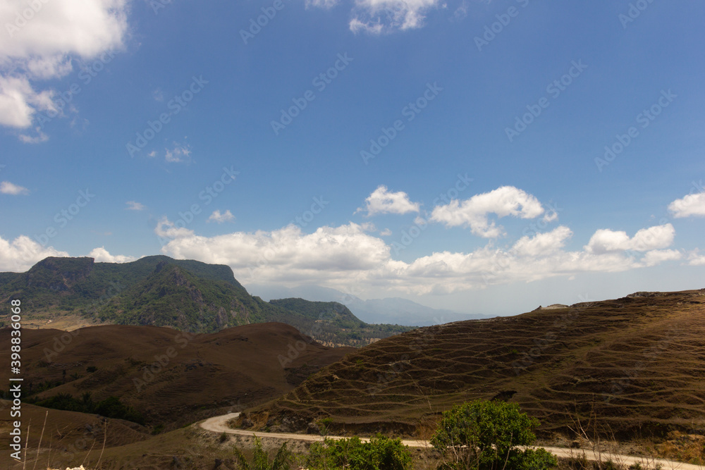 Viqueque landscape with sky and clouds, Timor Leste