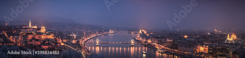 Panorama of Budapest at dusk with light colour profile