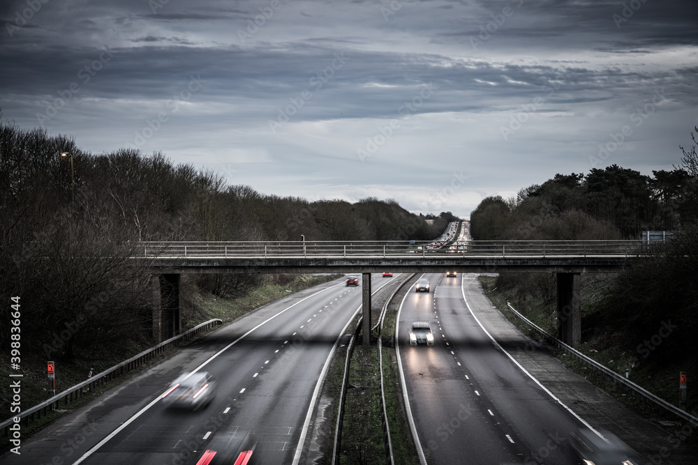 Traffic on A1M motorway in England Traffic on A1M motorway in England