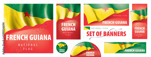 Vector set of banners with the national flag of the French Guiana