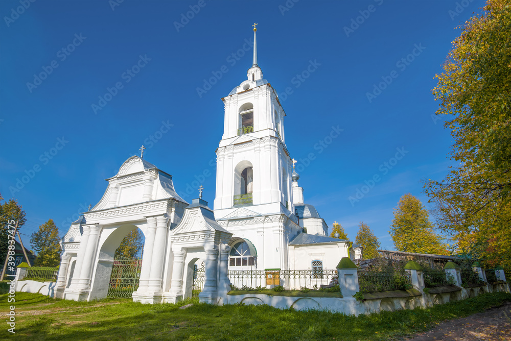 Church of the Nativity of Christ on a sunny September day. Makariev. Kostroma region, Russia