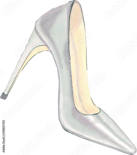 silver shoe fashion sketch vector illustration 