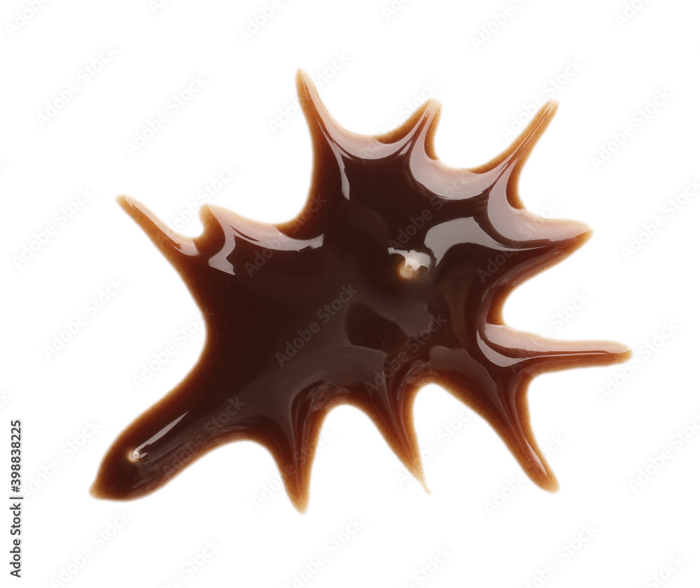 Spilled liquid chocolate on white background Spilled liquid chocolate on white background