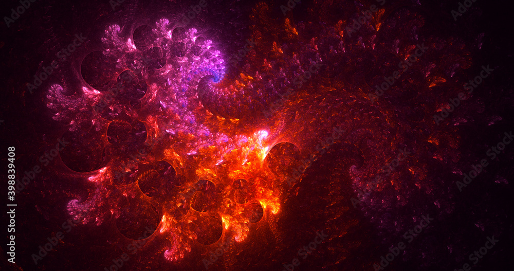3D rendering abstract red fractal light background 3D rendering abstract red fractal light background