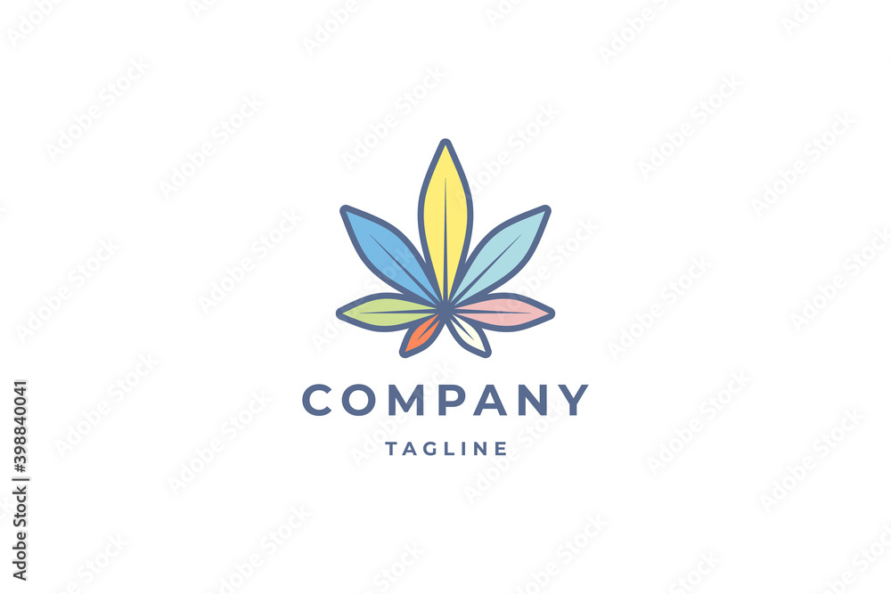 Colorful Cannabis Leaf Logo Template