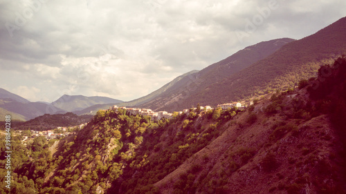 drone view of the mountains in the municipality of Villalago in the province of Aquila. Abruzzo - Italy photo