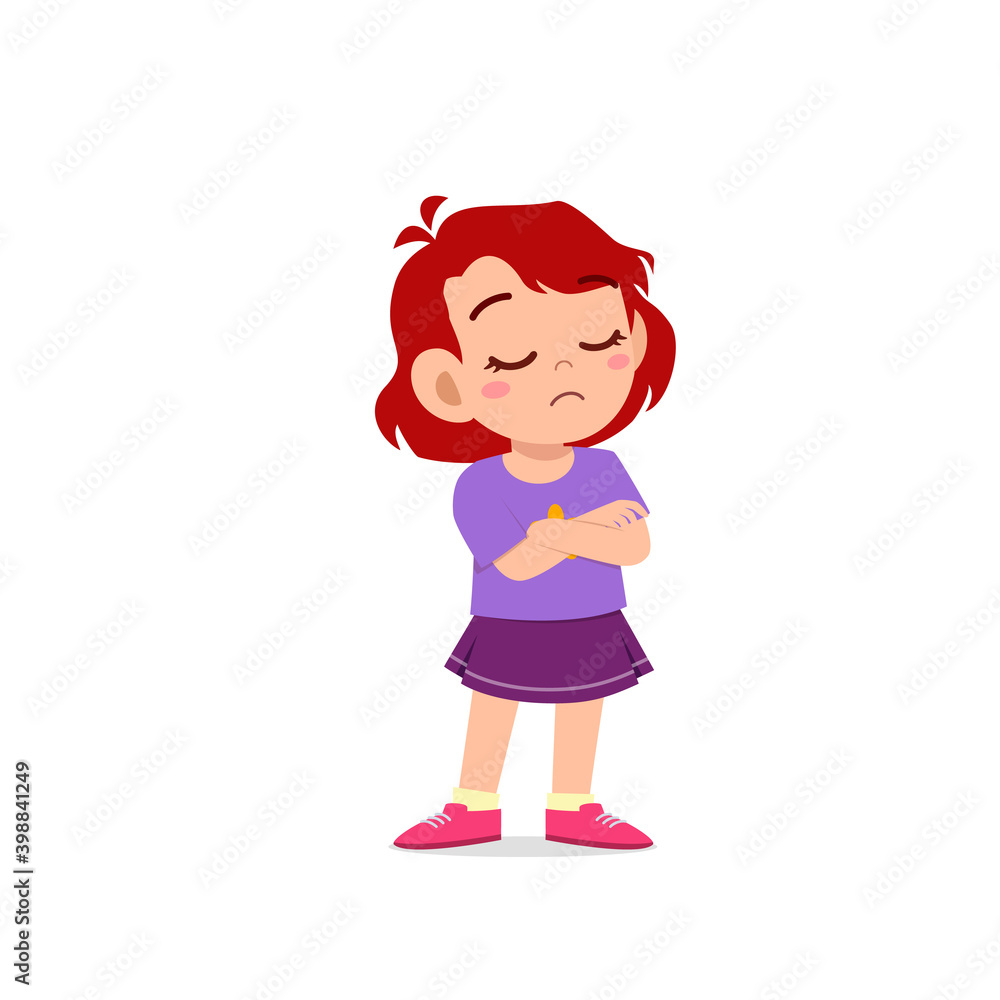 cute little kid girl dissatisfied with arm folded pose expression cute little kid girl dissatisfied with arm folded pose expression