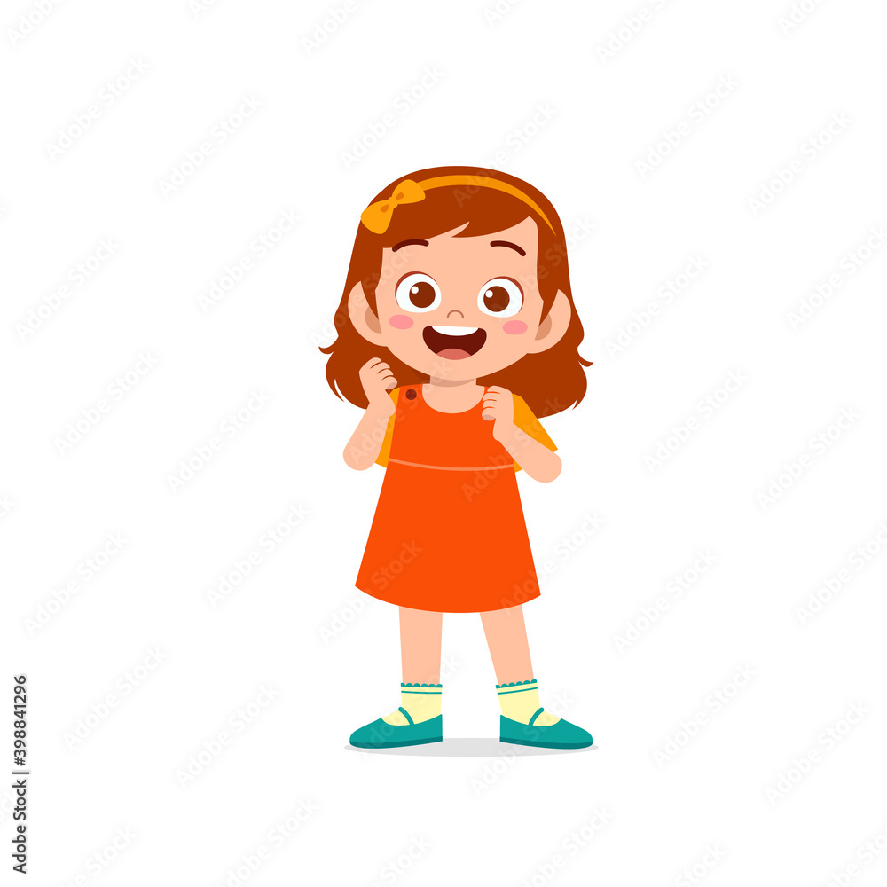 cute little kid girl show happy and friendly pose expression cute little kid girl show happy and friendly pose expression