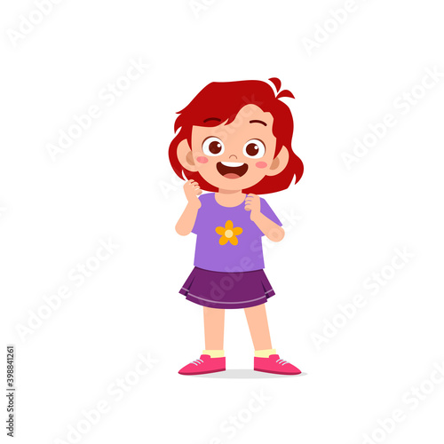 cute little kid girl show happy and friendly pose expression