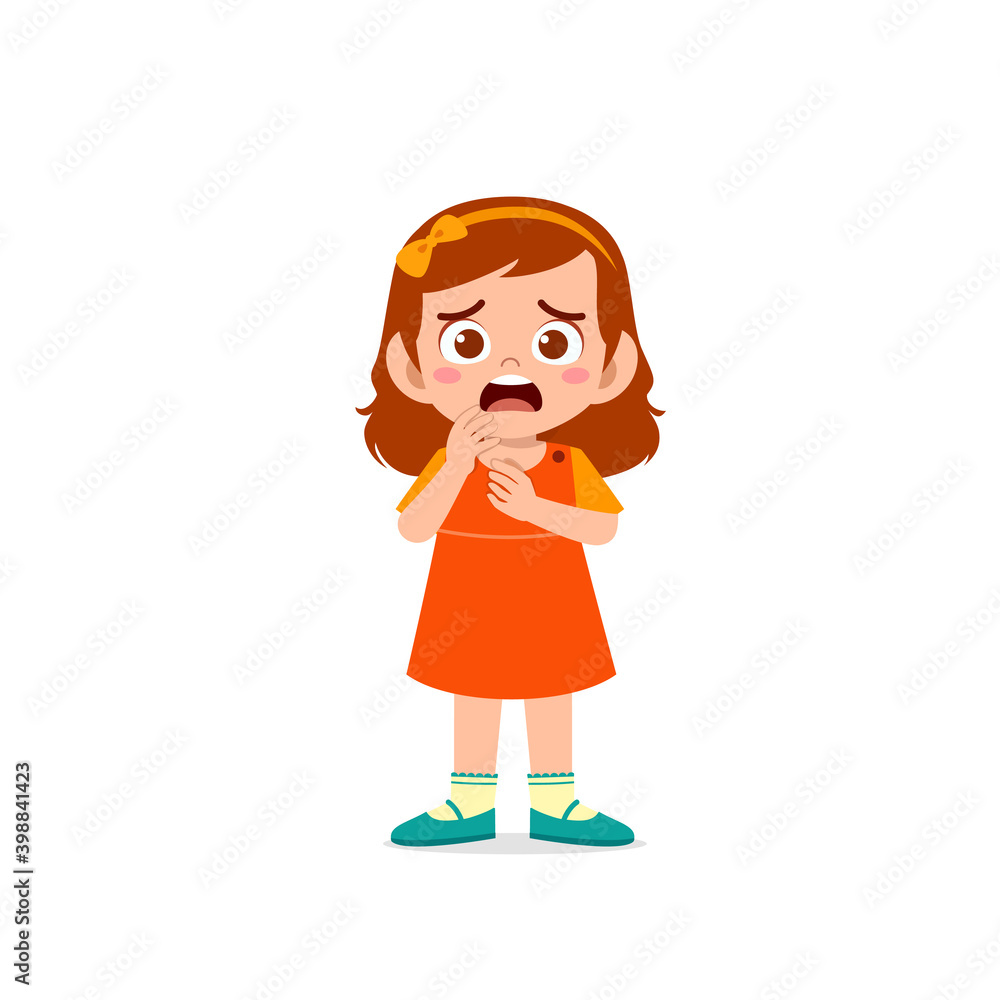 cute little kid girl show worry and scared pose expression cute little kid girl show worry and scared pose expression
