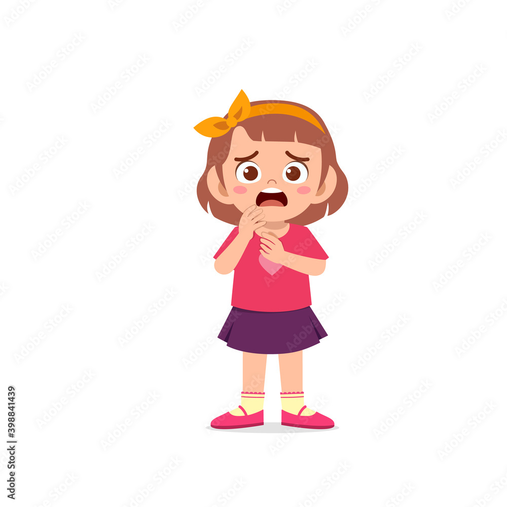 cute little kid girl show worry and scared pose expression cute little kid girl show worry and scared pose expression