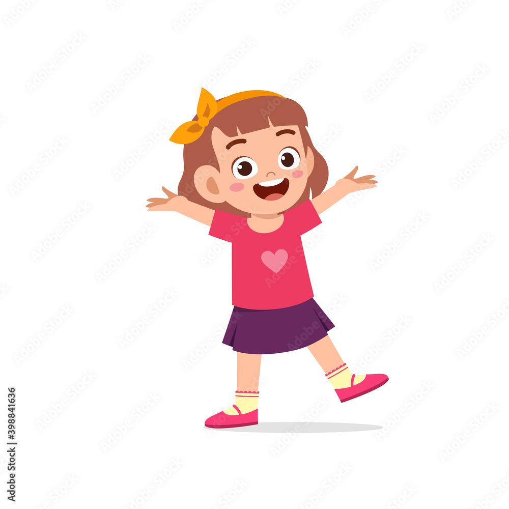 cute little kid girl show happy and friendly pose expression cute little kid girl show happy and friendly pose expression