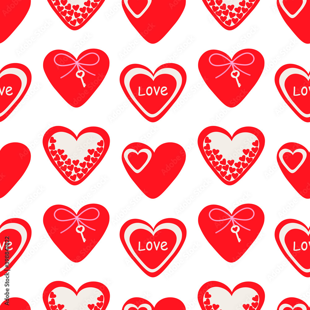 Seamless pattern heart Valentine's day vector illustration