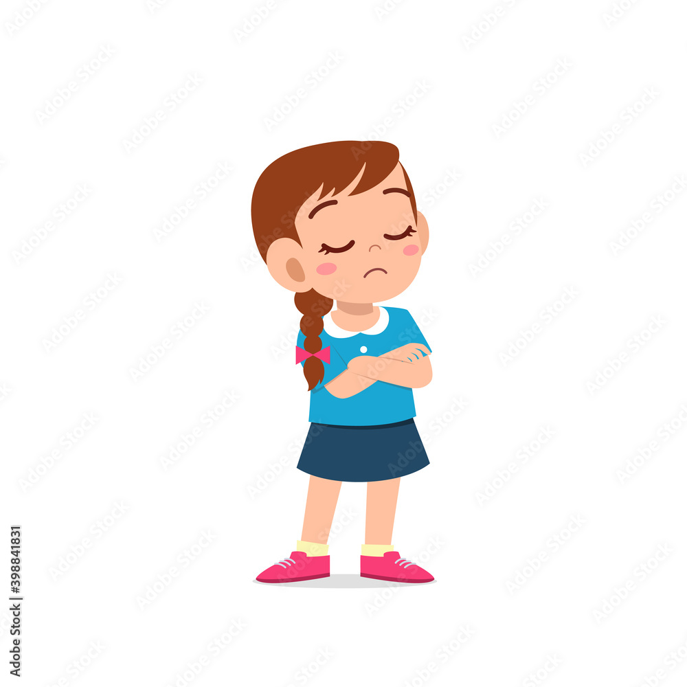 cute little kid girl dissatisfied with arm folded pose expression cute little kid girl dissatisfied with arm folded pose expression