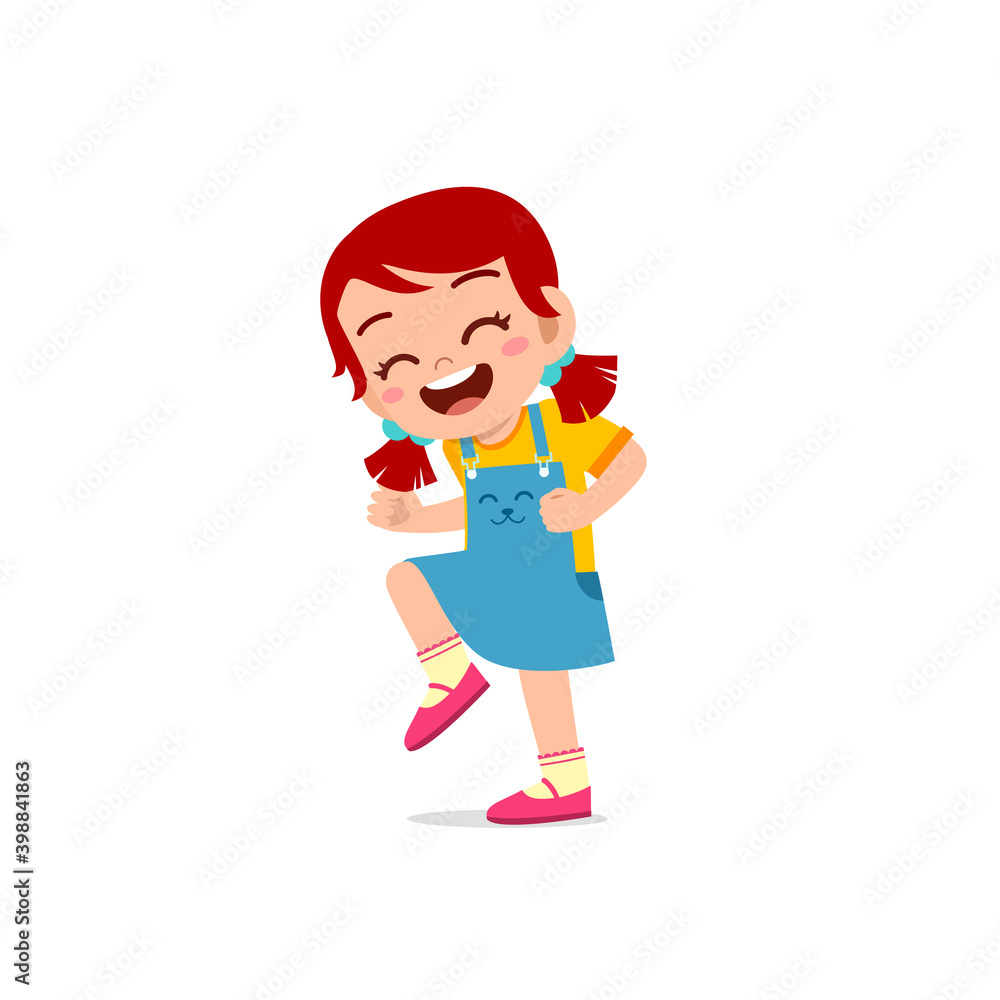 cute little kid girl show happy and celebrate pose expression