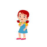 cute little kid girl show scared and worried pose expression