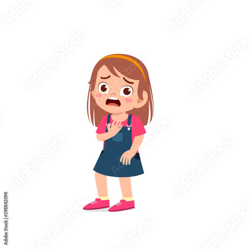 cute little kid girl show scared and worried pose expression