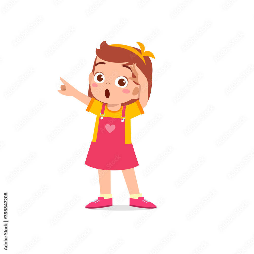 cute little kid girl show amazed and wow pose expression