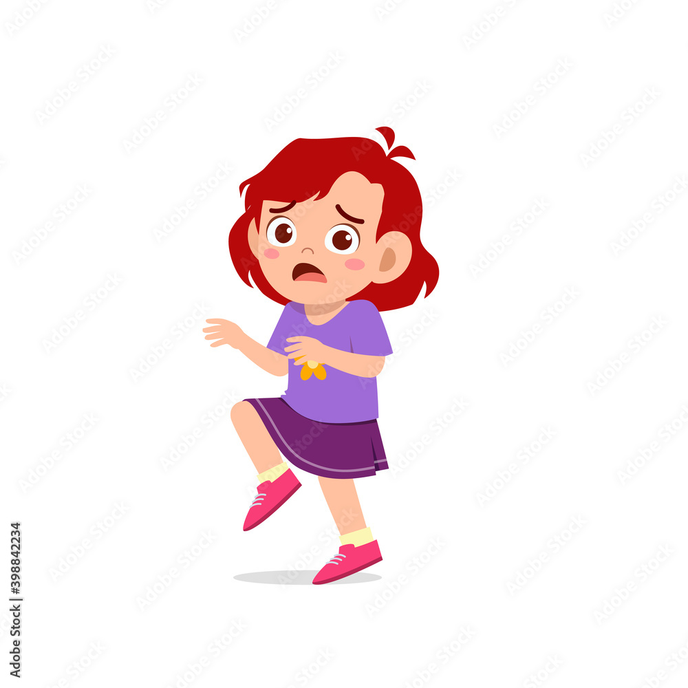 cute little kid girl show panic and worried pose expression cute little kid girl show panic and worried pose expression