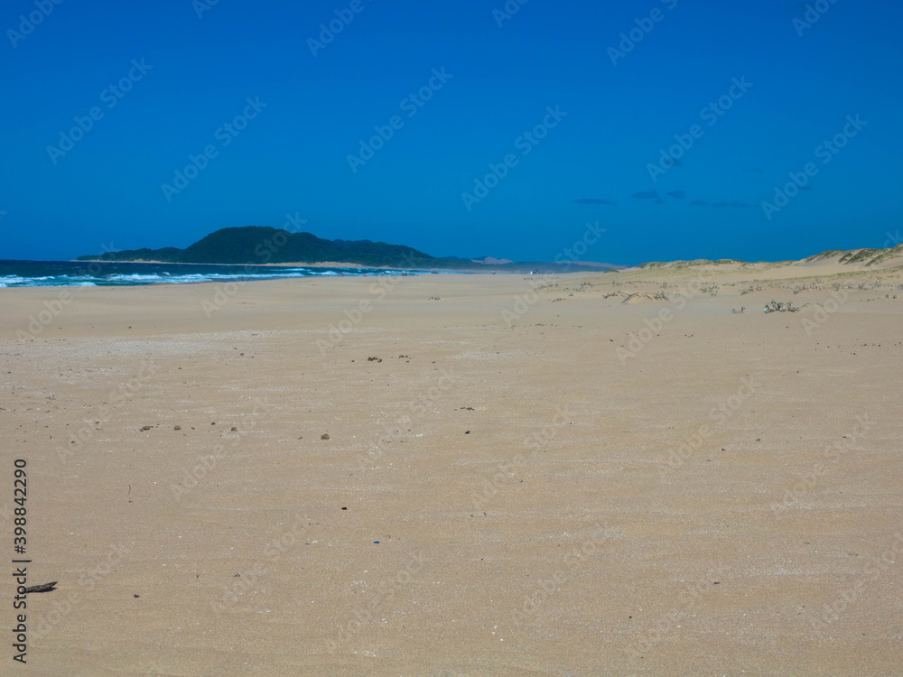 Deserted sandy beach due to the Covid-19 pandemic.
Vidal Beach, iSimangaliso Wetland Park.
Tourism and vacation concept.