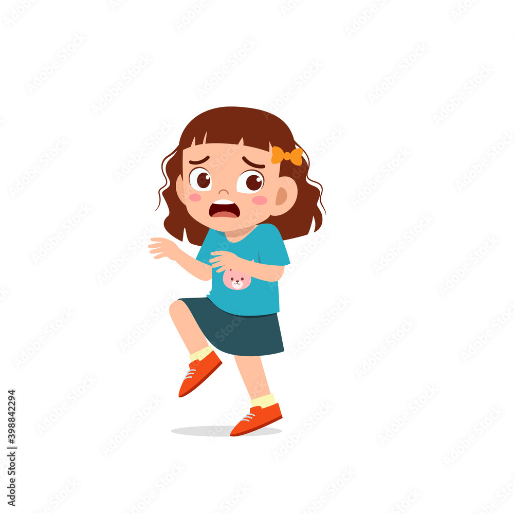 cute little kid girl show panic and worried pose expression cute little kid girl show panic and worried pose expression
