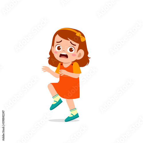 cute little kid girl show panic and worried pose expression