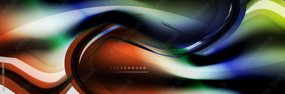 Vector abstract background, flowing liquid style bubble with metallic, color quicksilver chrome texture and color glow effects Vector abstract background, flowing liquid style bubble with metallic, color quicksilver chrome texture and color glow effects