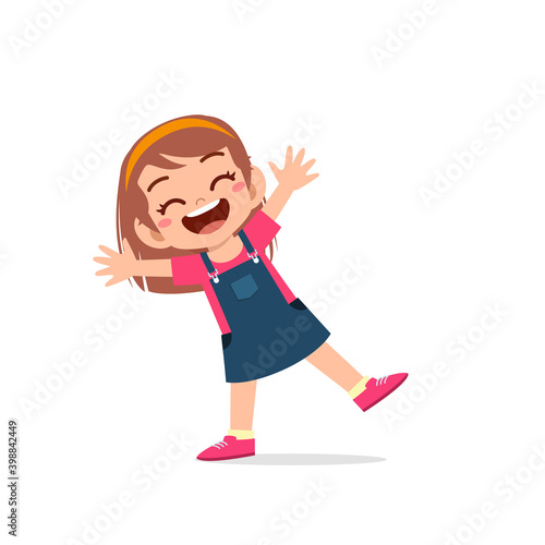 cute little kid girl show happy and celebrate pose expression