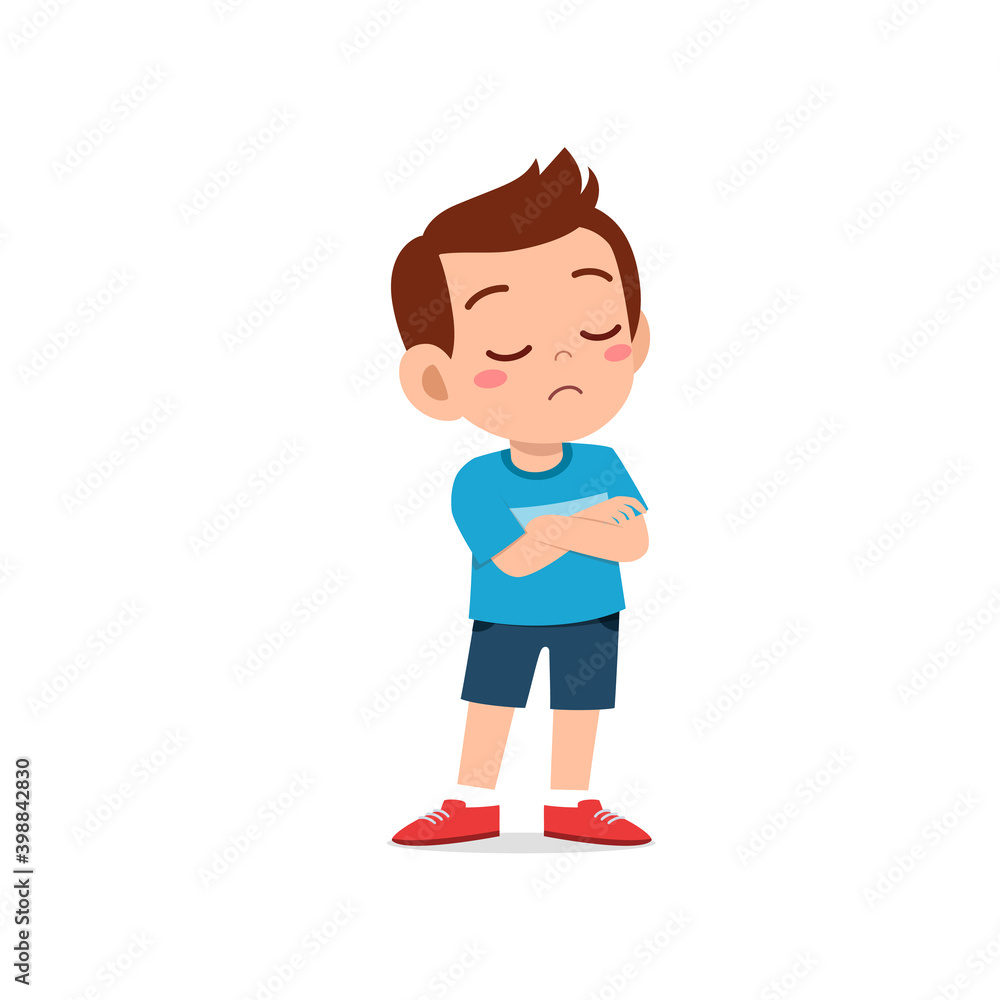 cute little kid boy dissatisfied with arm folded pose expression cute little kid boy dissatisfied with arm folded pose expression
