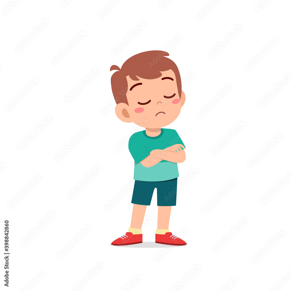 cute little kid boy dissatisfied with arm folded pose expression cute little kid boy dissatisfied with arm folded pose expression