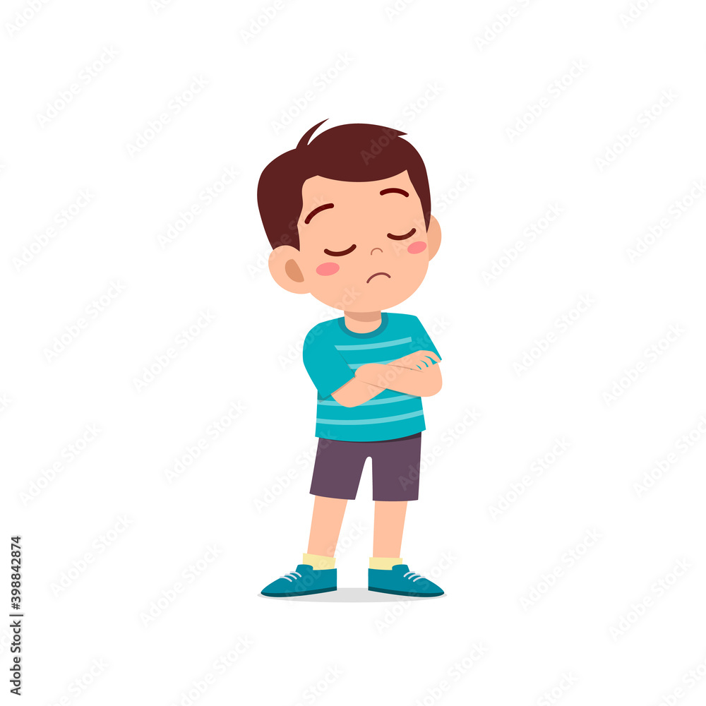 cute little kid boy dissatisfied with arm folded pose expression cute little kid boy dissatisfied with arm folded pose expression