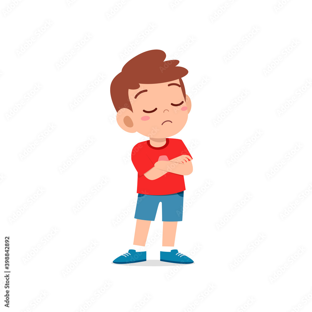 cute little kid boy dissatisfied with arm folded pose expression cute little kid boy dissatisfied with arm folded pose expression