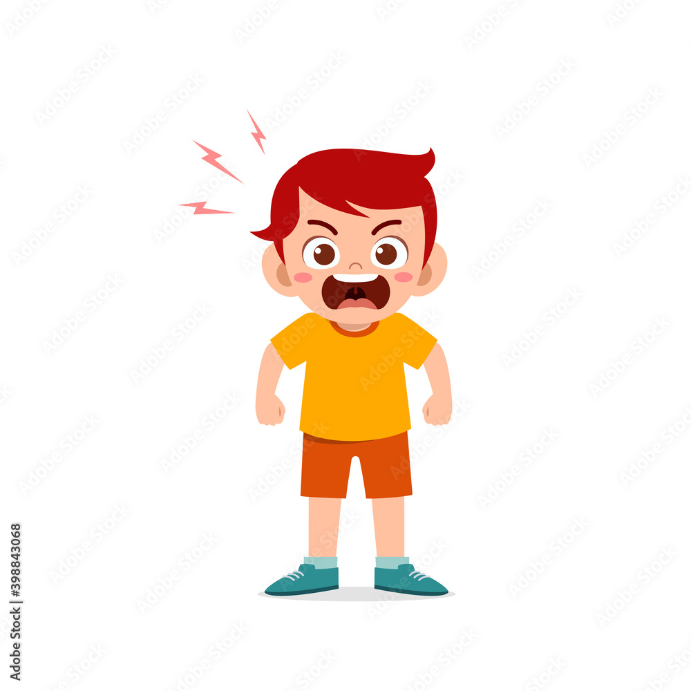 cute little kid boy stand and show angry pose expression cute little kid boy stand and show angry pose expression