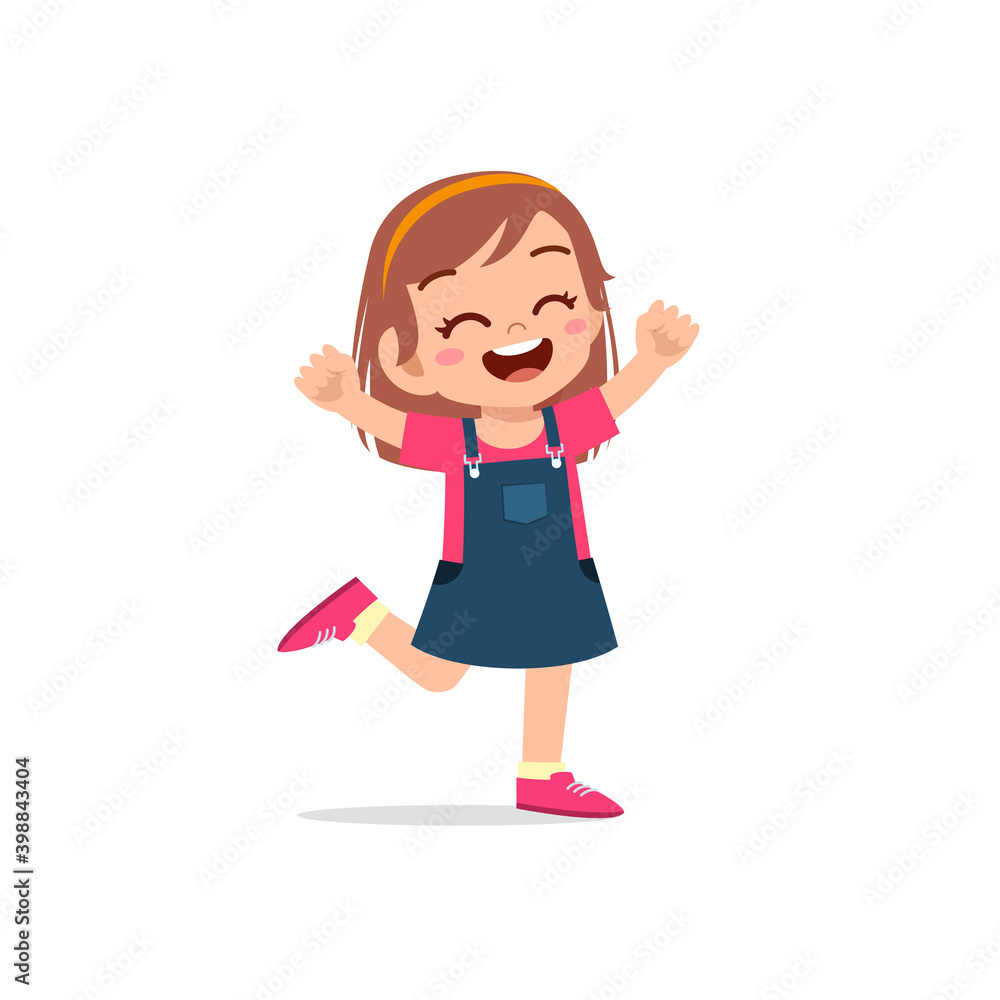 cute little kid girl stand happy celebrating pose expression cute little kid girl stand happy celebrating pose expression
