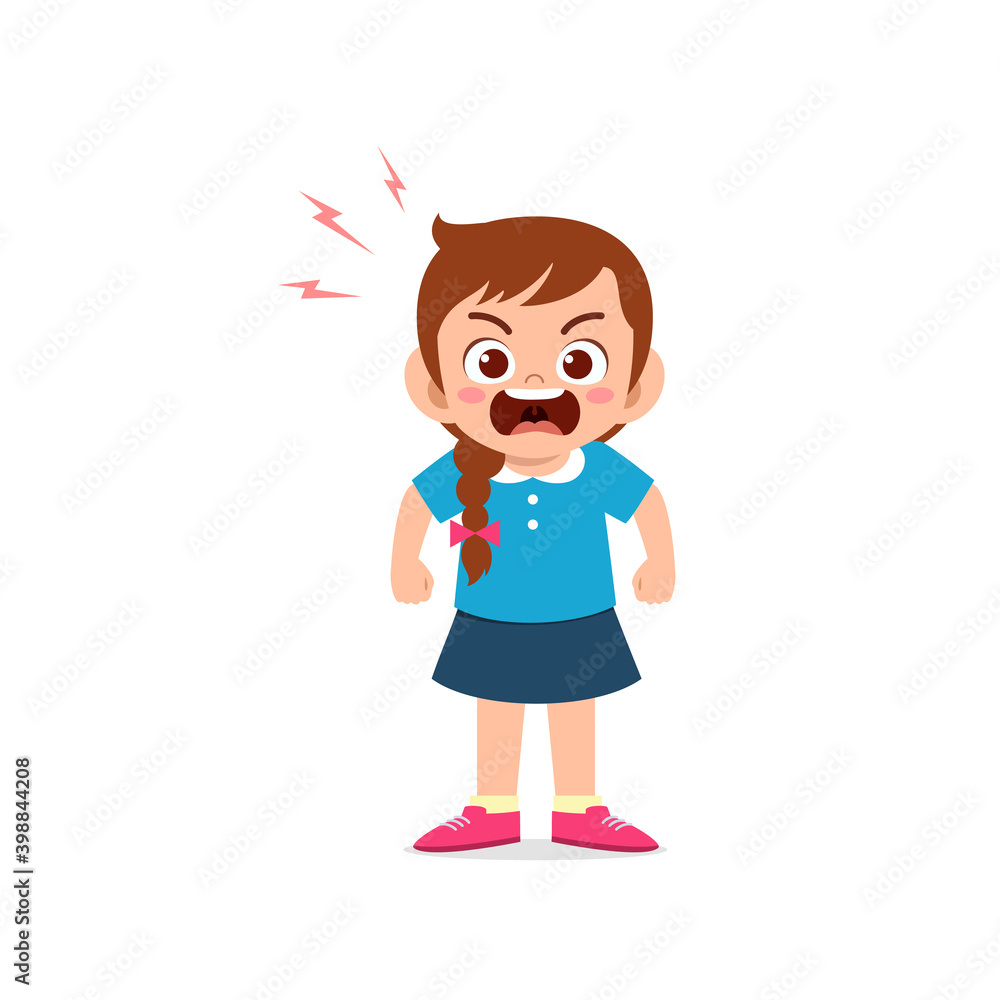 cute little kid girl stand and show angry pose expression cute little kid girl stand and show angry pose expression