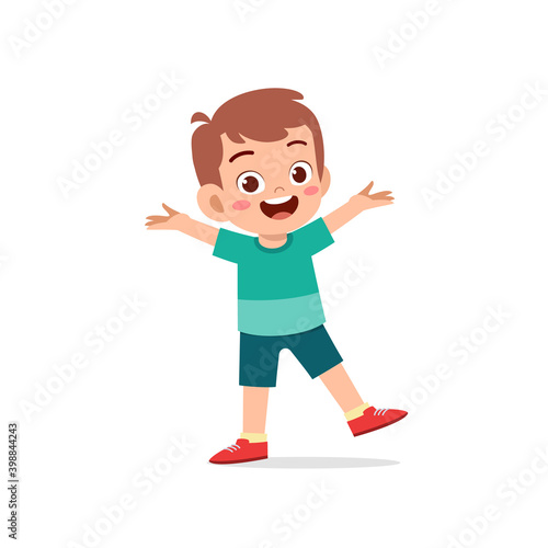 cute little kid boy show happy and friendly pose expression