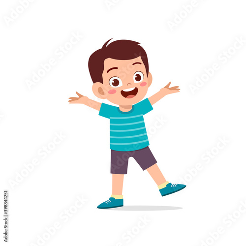 cute little kid boy show happy and friendly pose expression