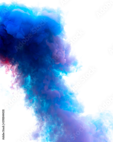 Blue and pink smoke isolated on a white