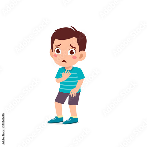 cute little kid boy show worry and scared pose expression